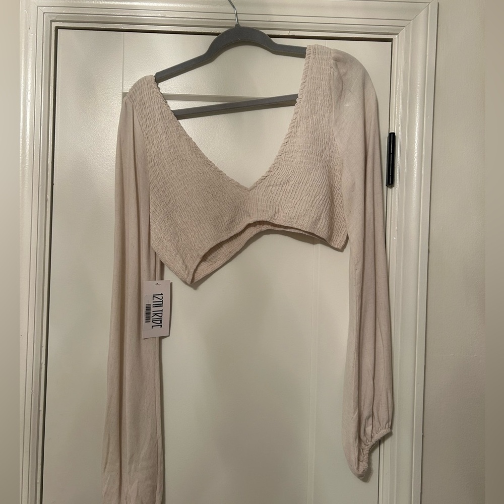 12th Tribe Cream Crop Top. Size Medium
